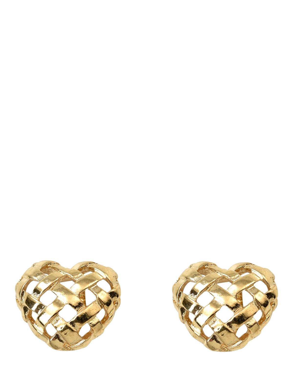 Eclectica gold-plated woven heart clip-on earrings - British product