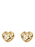 Eclectica gold-plated woven heart clip-on earrings - British product