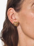 Eclectica gold-plated woven heart clip-on earrings - British product