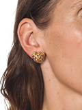 Eclectica gold-plated woven heart clip-on earrings - British product