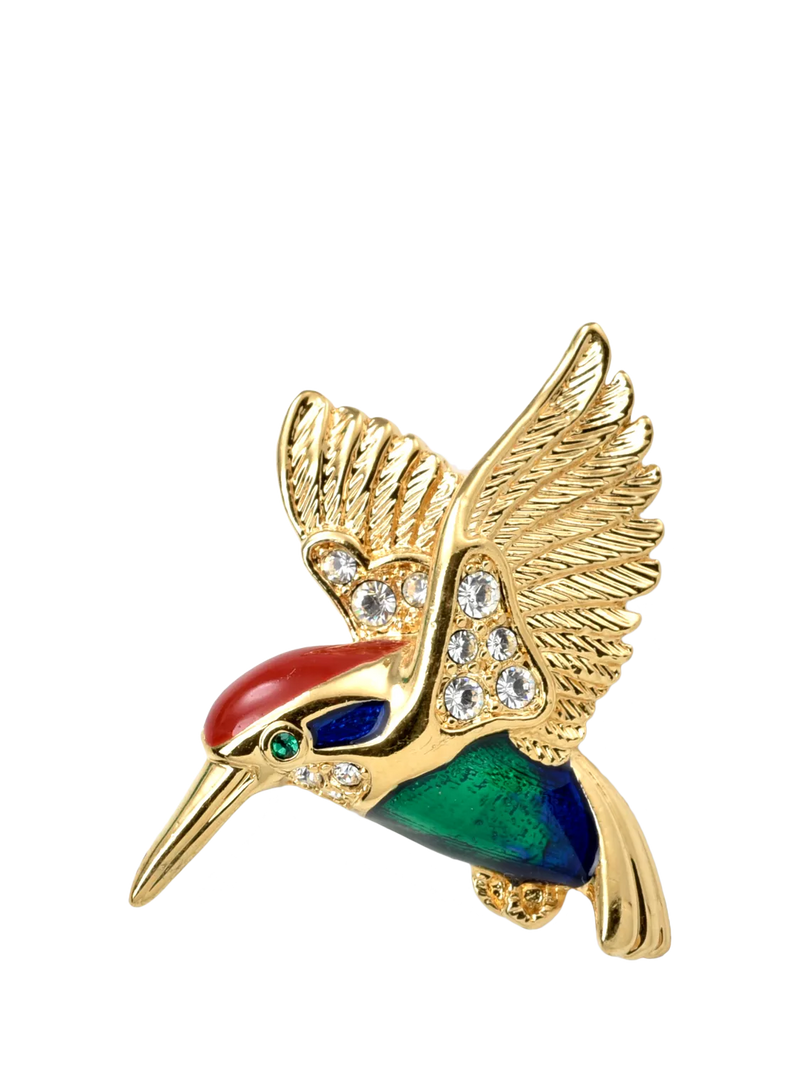 Attwood Sawyer gold plated hummingbird brooch with Swarovski crystals (British brand)