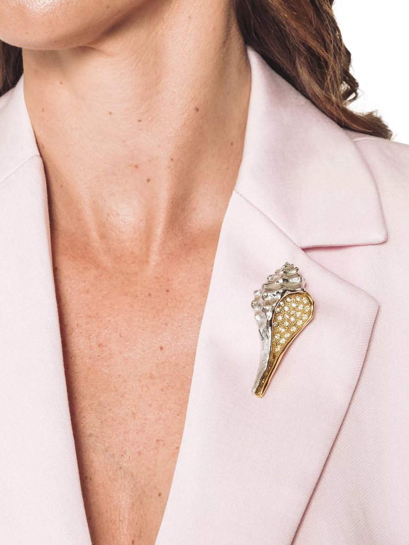 Eclectica gold and rhodium plated crystal brooch large - British product