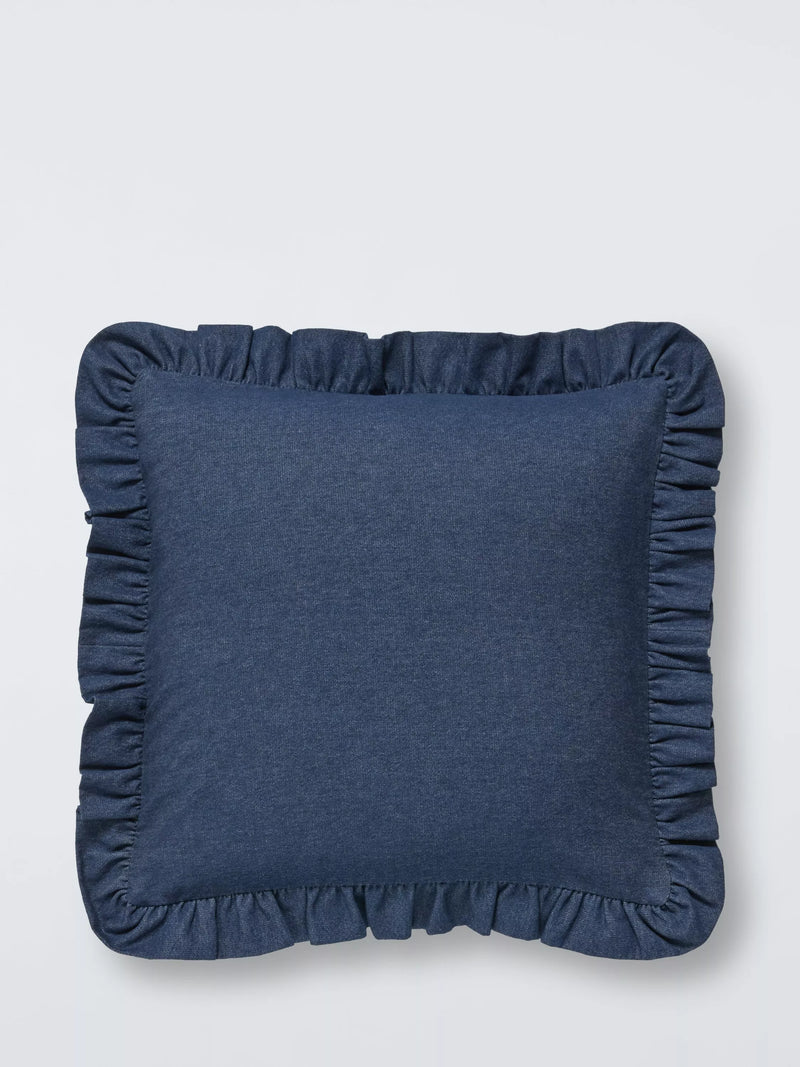 John Lewis denim frill cushion indigo 45x45cm (British brand)