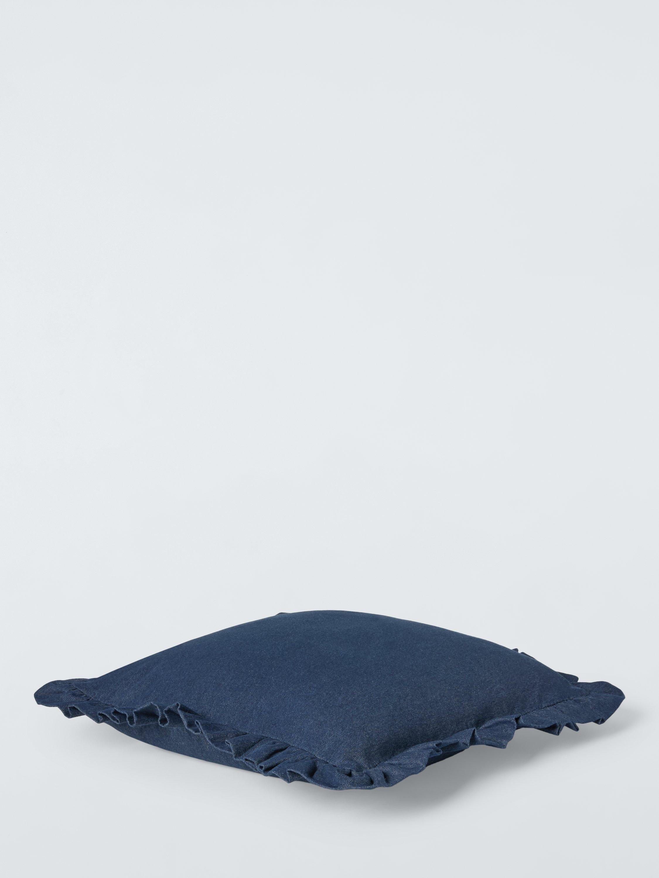 John Lewis denim frill cushion indigo 45x45cm (British brand)