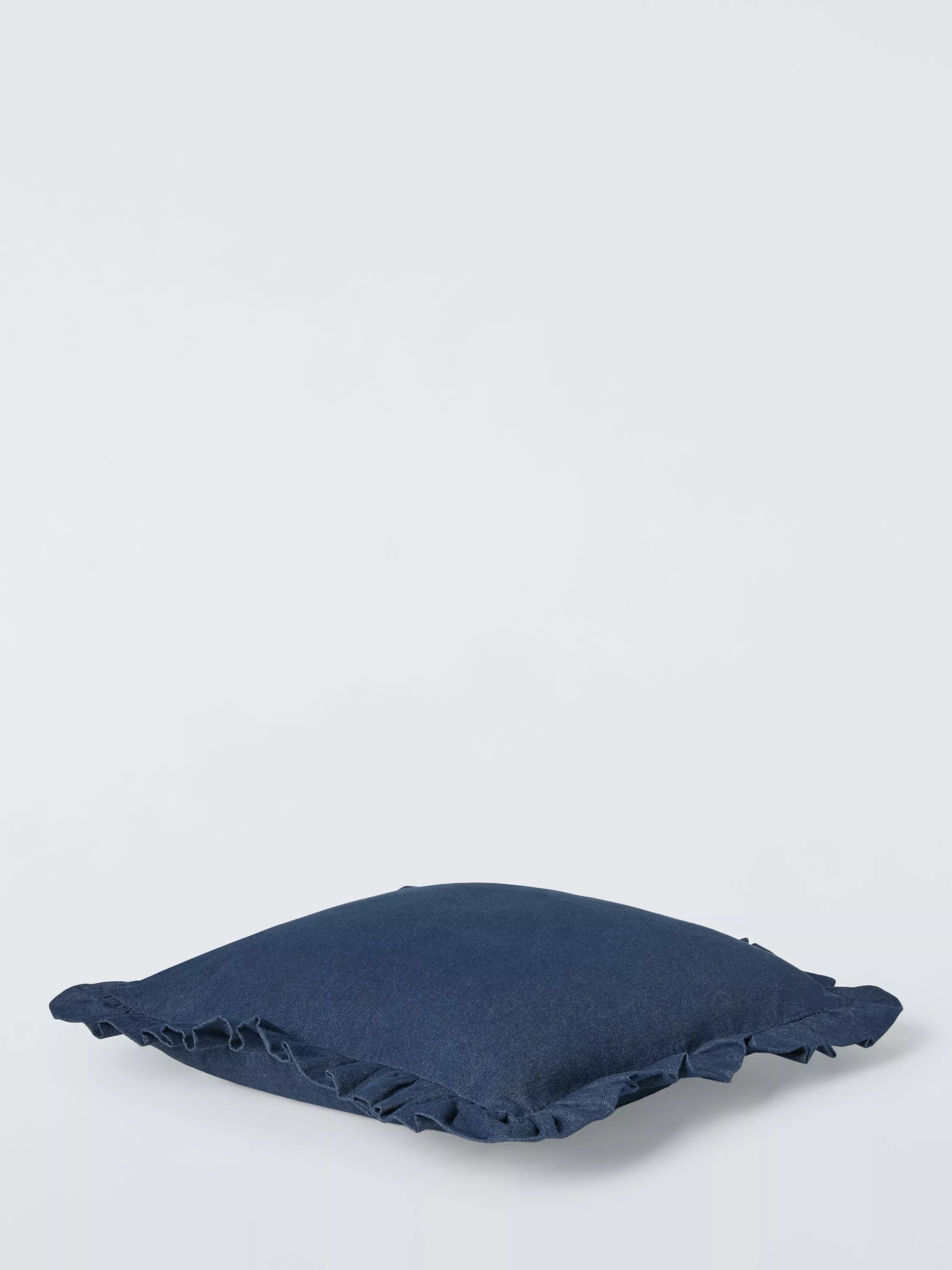 John Lewis denim frill cushion indigo 45x45cm (British brand)