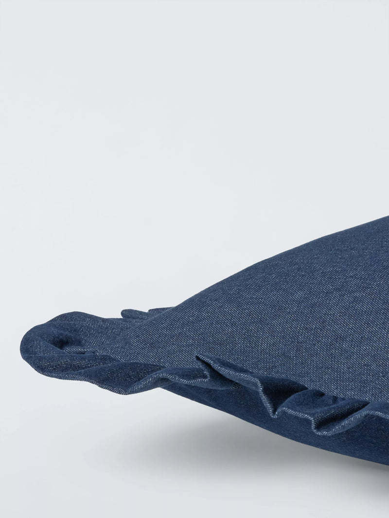 John Lewis denim frill cushion indigo 45x45cm (British brand)