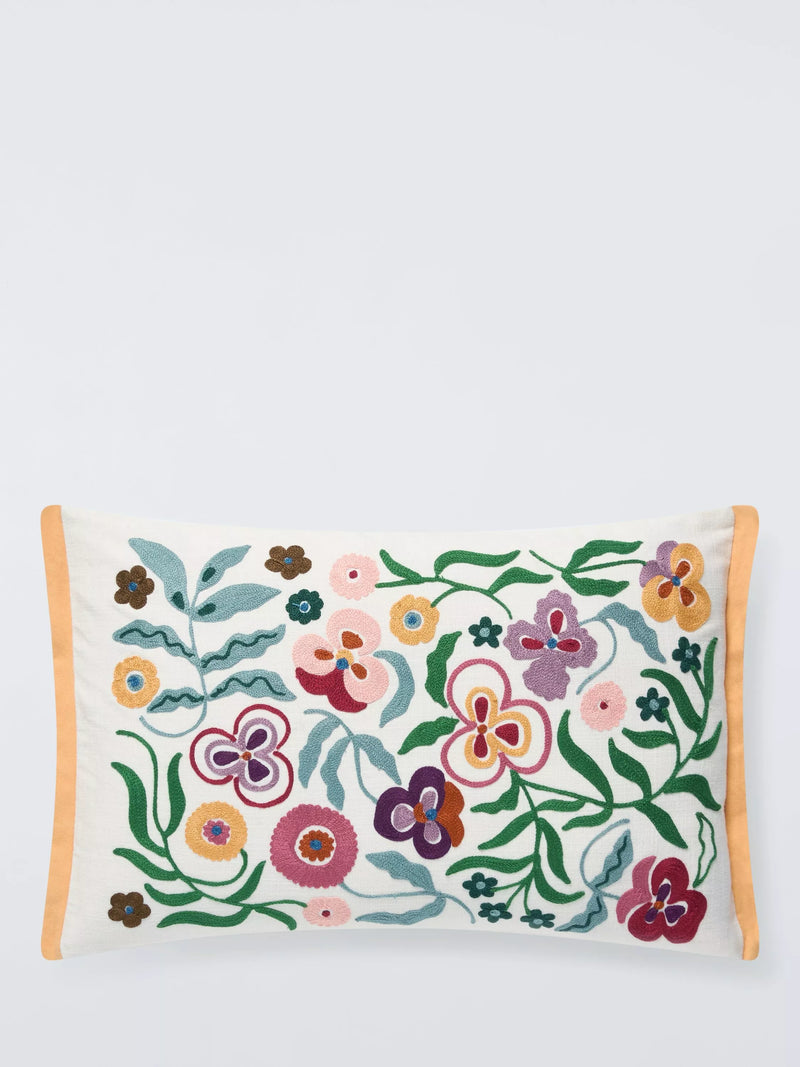 John Lewis embroidered pansy cushion 40x60cm (British brand)
