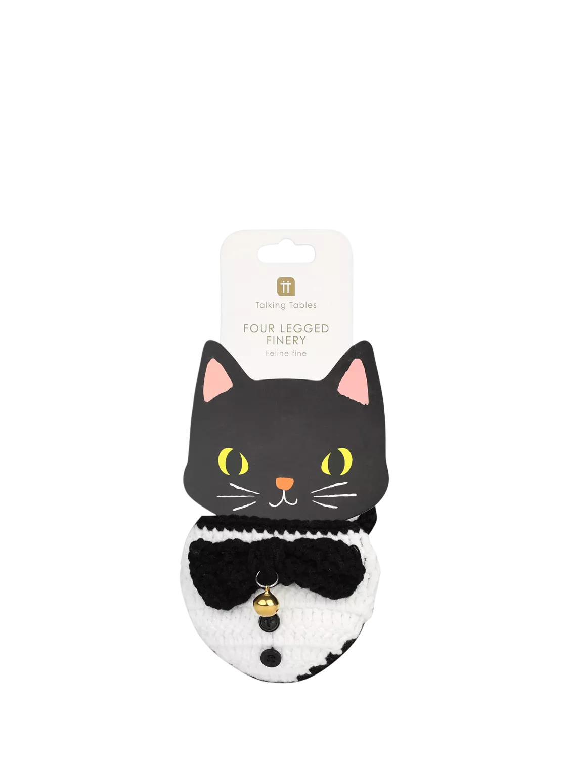 Talking Tables cat bow tie bandana black multi, imported from the UK