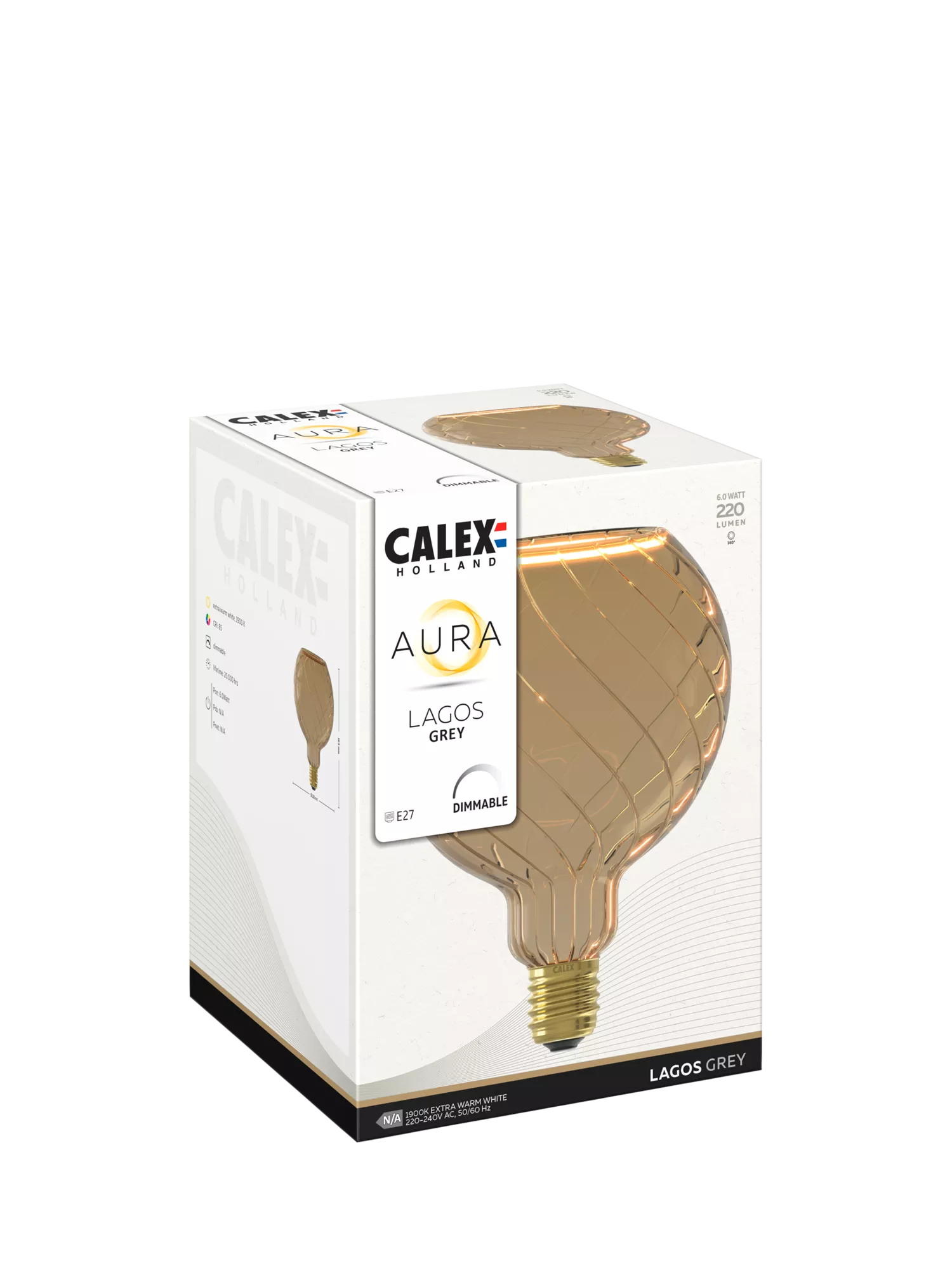 Calex smoked globe LED bulb 6W E27 dimmable - British product