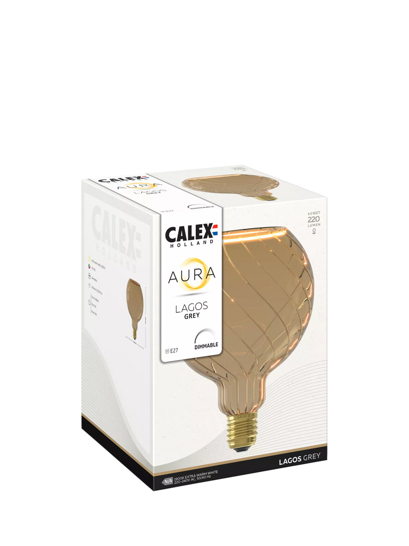 Calex smoked globe LED bulb 6W E27 dimmable - British product