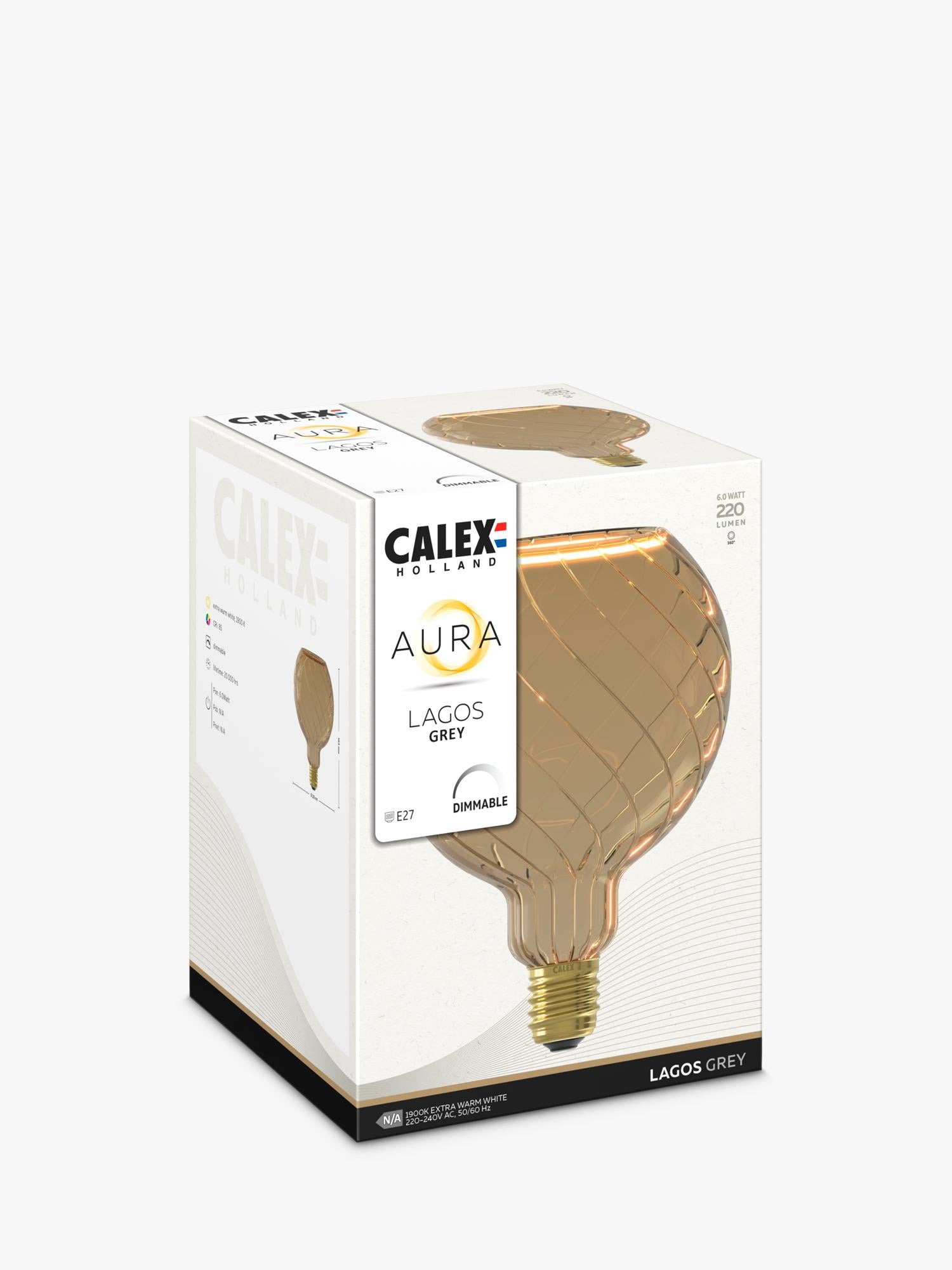 Calex smoked globe LED bulb 6W E27 dimmable - British product