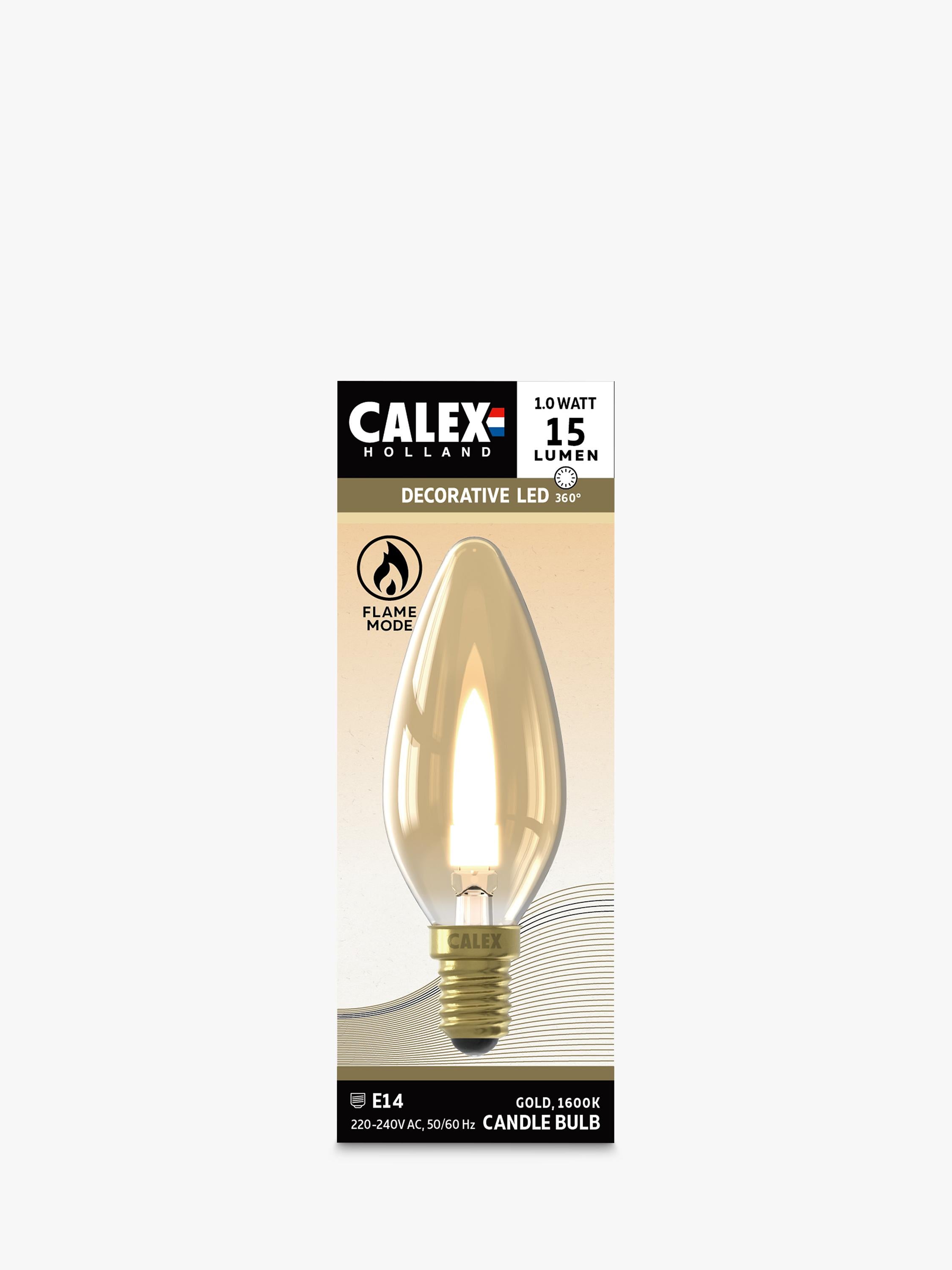 Calex 1W E14 LED filament tinted candle bulb, UK version