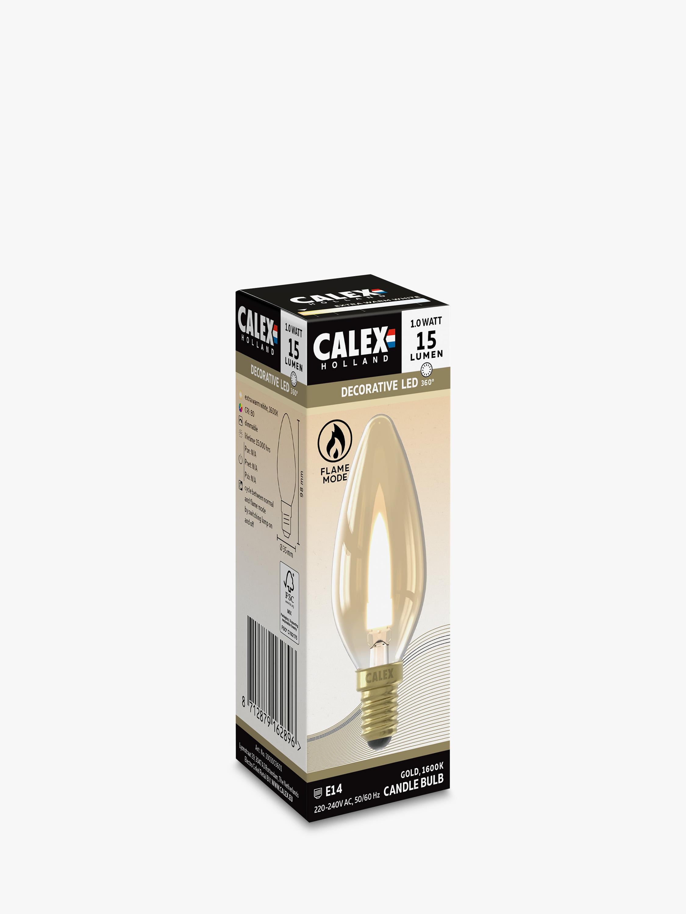 Calex 1W E14 LED filament tinted candle bulb, UK version