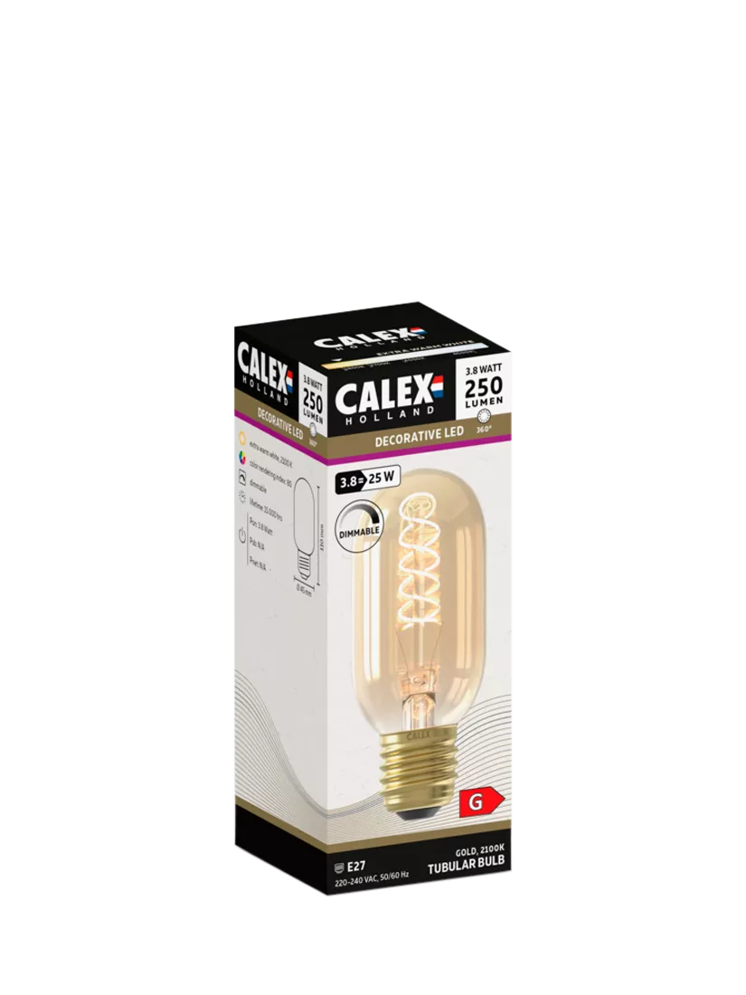 Calex tubular filament LED bulb gold tint 3.8W - British product