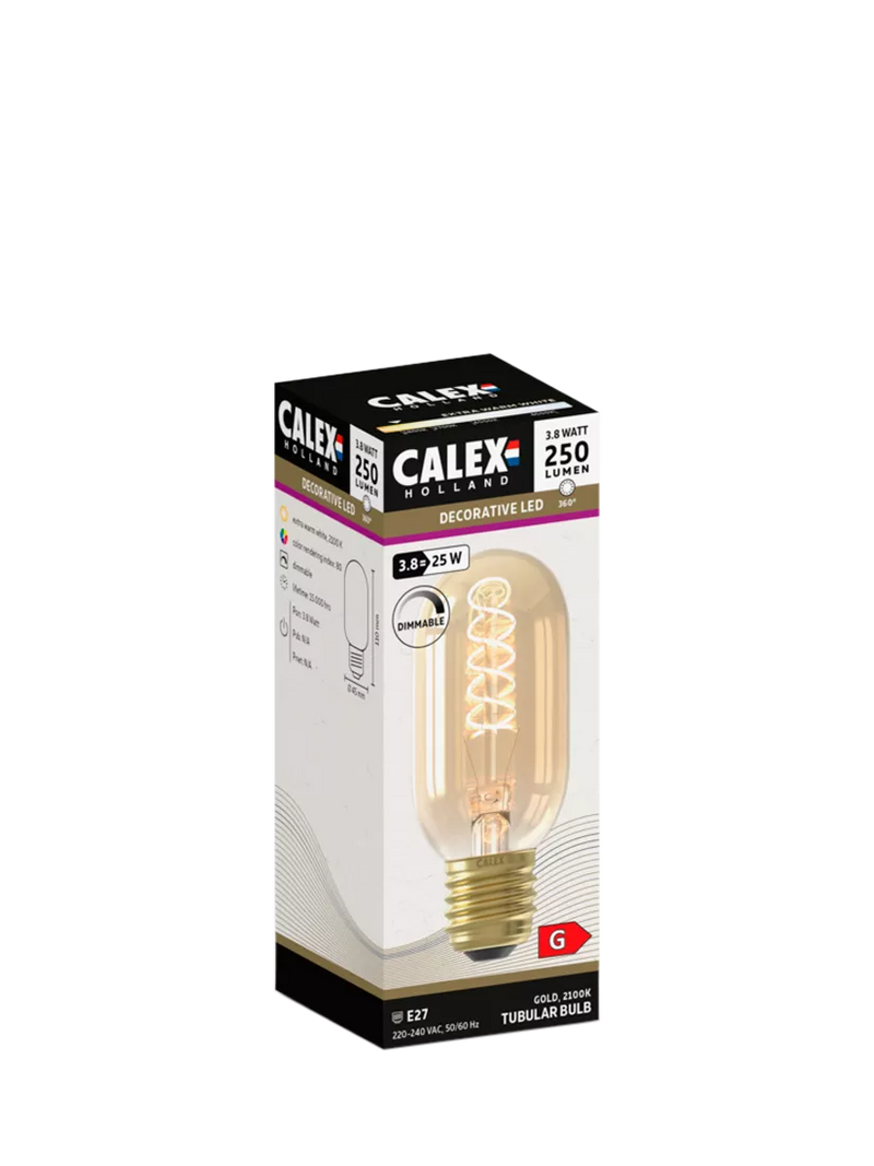 Calex tubular filament LED bulb gold tint 3.8W - British product