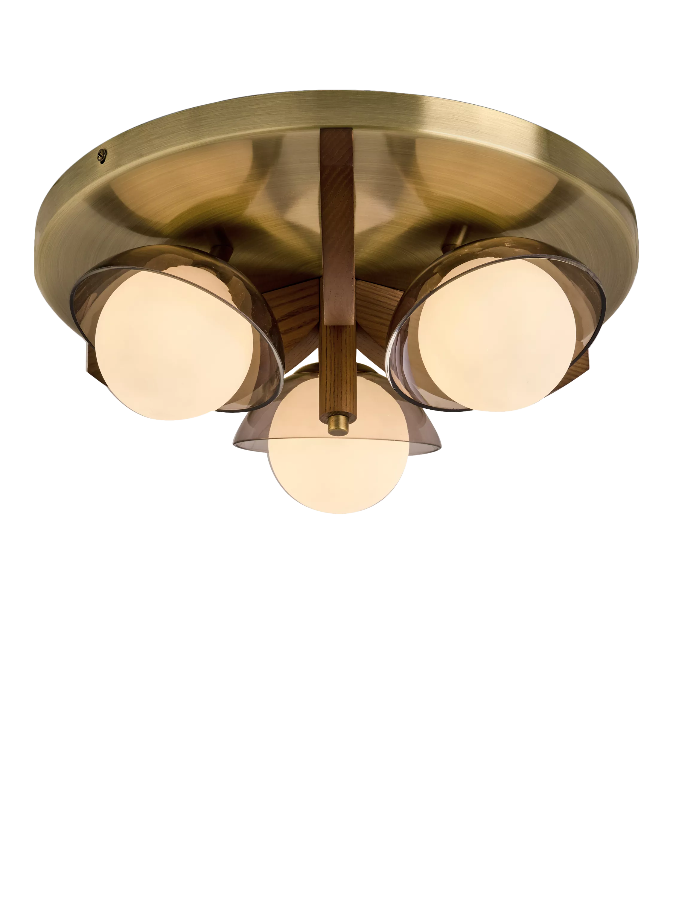 MADE Layla 3-arm wood glass orb flush ceiling light (British brand)