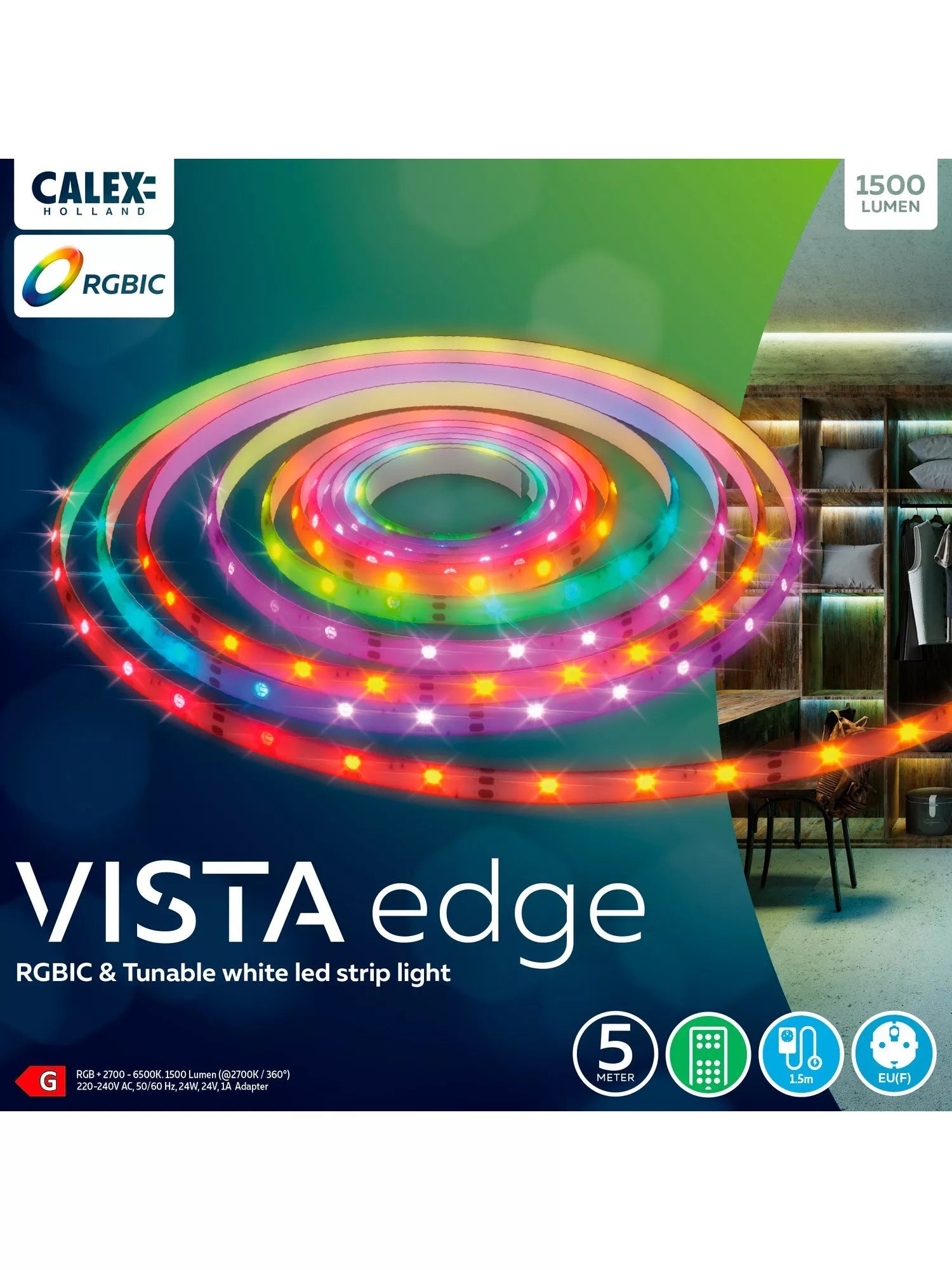 Calex multi-colour LED strip 5m, UK version