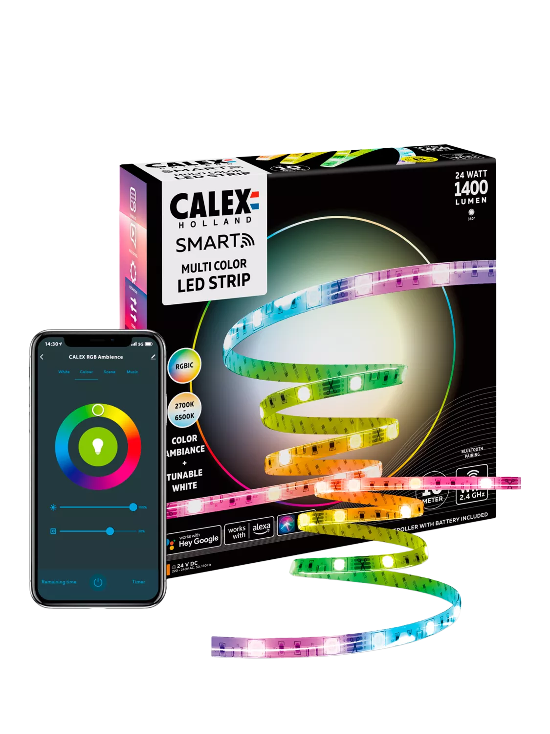 Calex smart LED strip RGBIC 10m, imported from the UK