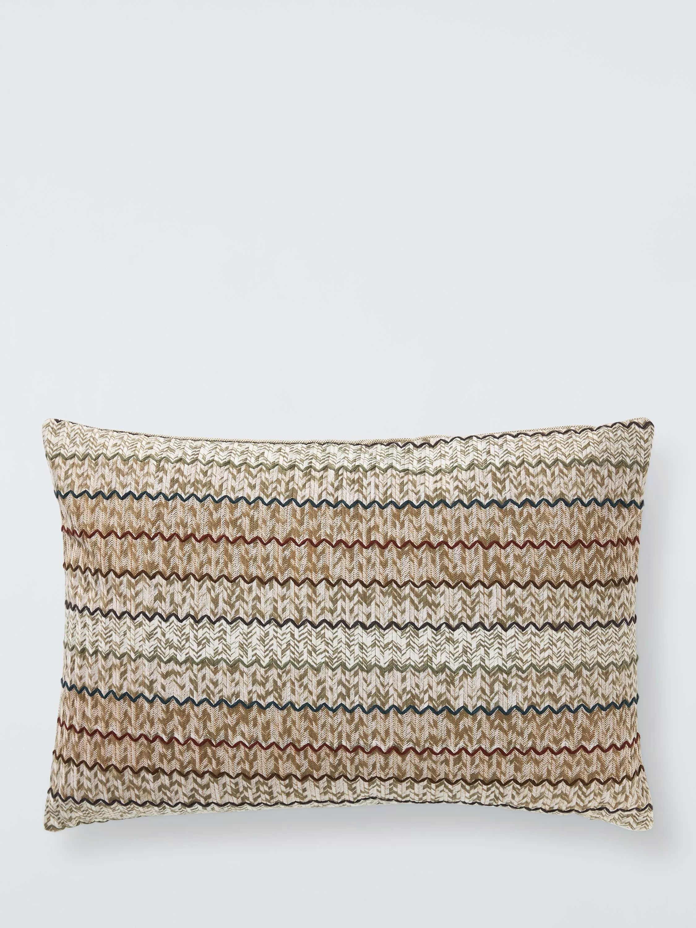 John Lewis embroidered chevron cushion natural multi 40x60cm, imported from the UK