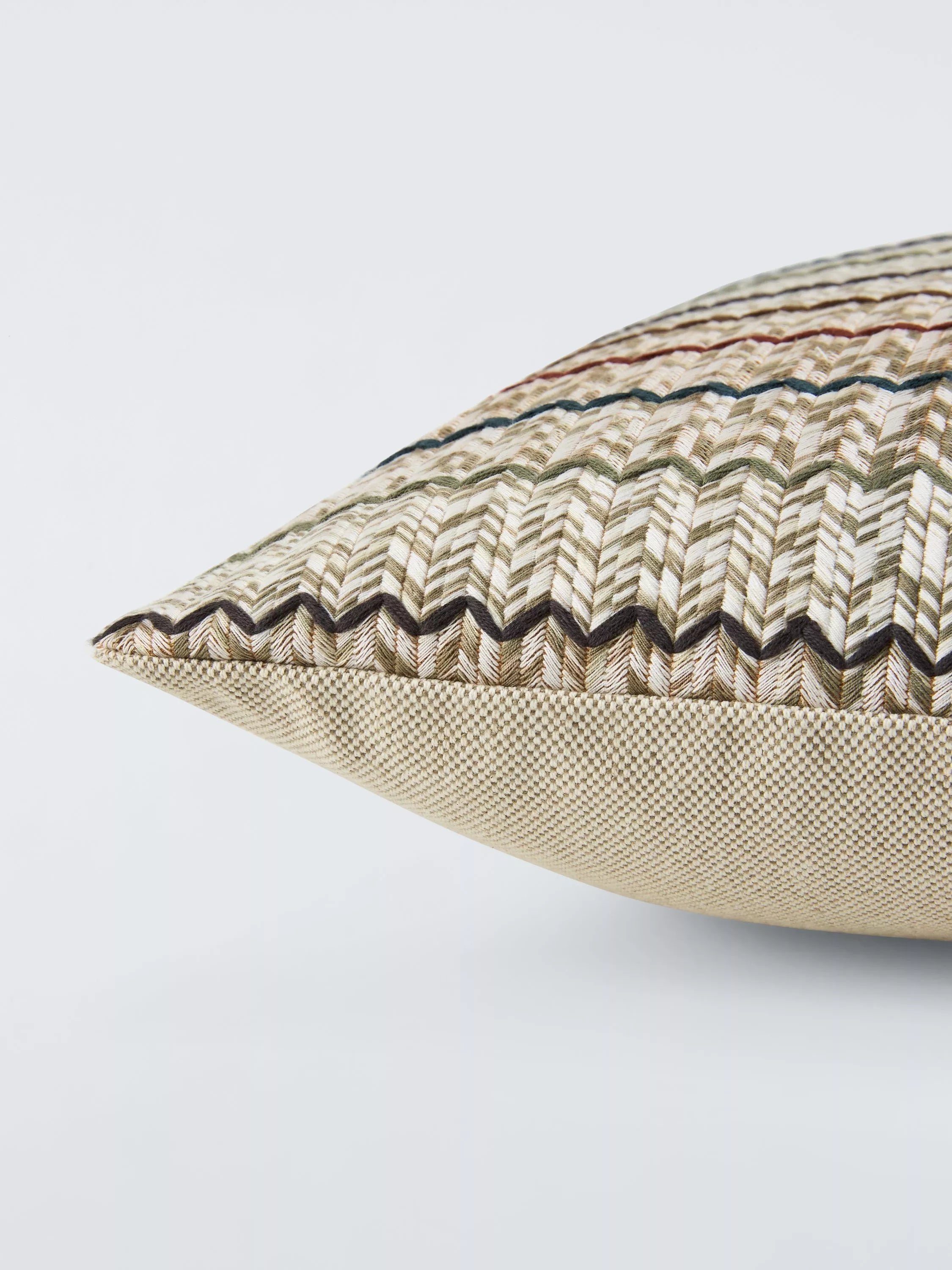 John Lewis embroidered chevron cushion natural multi 40x60cm, imported from the UK