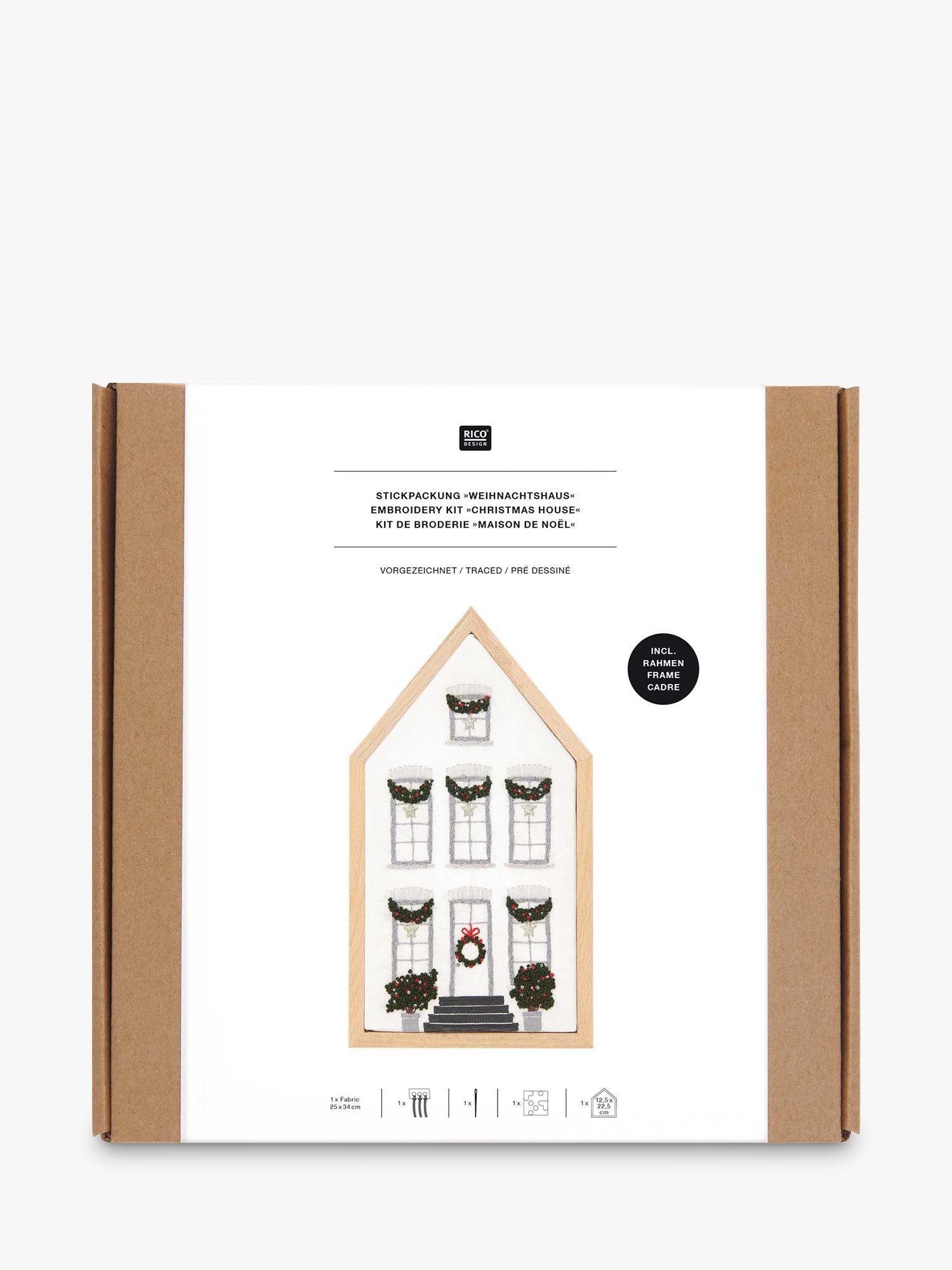 Rico Design Christmas House embroidery kit, imported from the UK