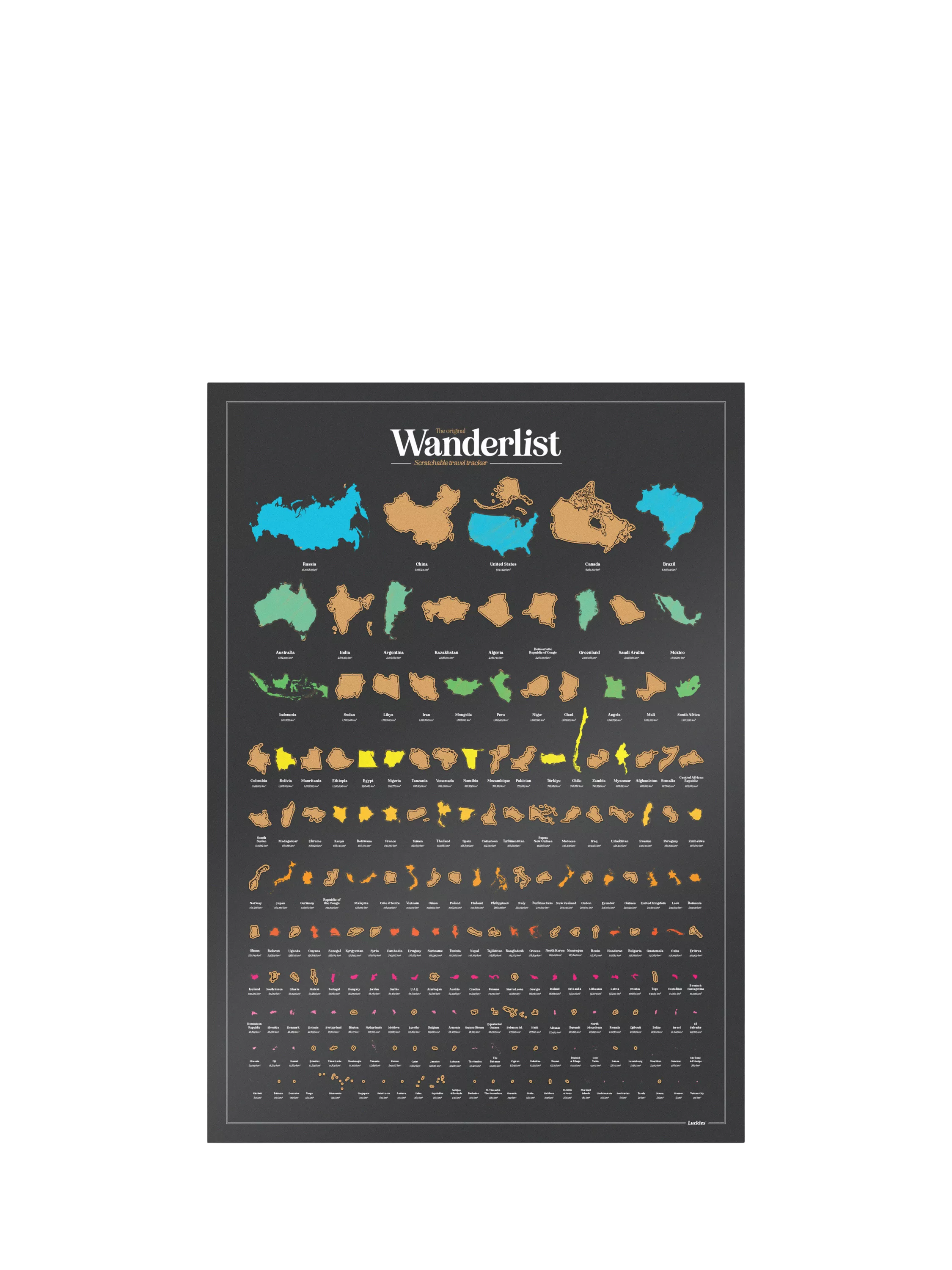 Luckies Wanderlist scratch tracker poster 420x594mm - British product