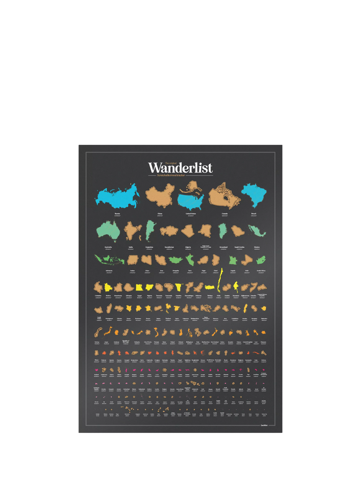 Luckies Wanderlist scratch tracker poster 420x594mm - British product
