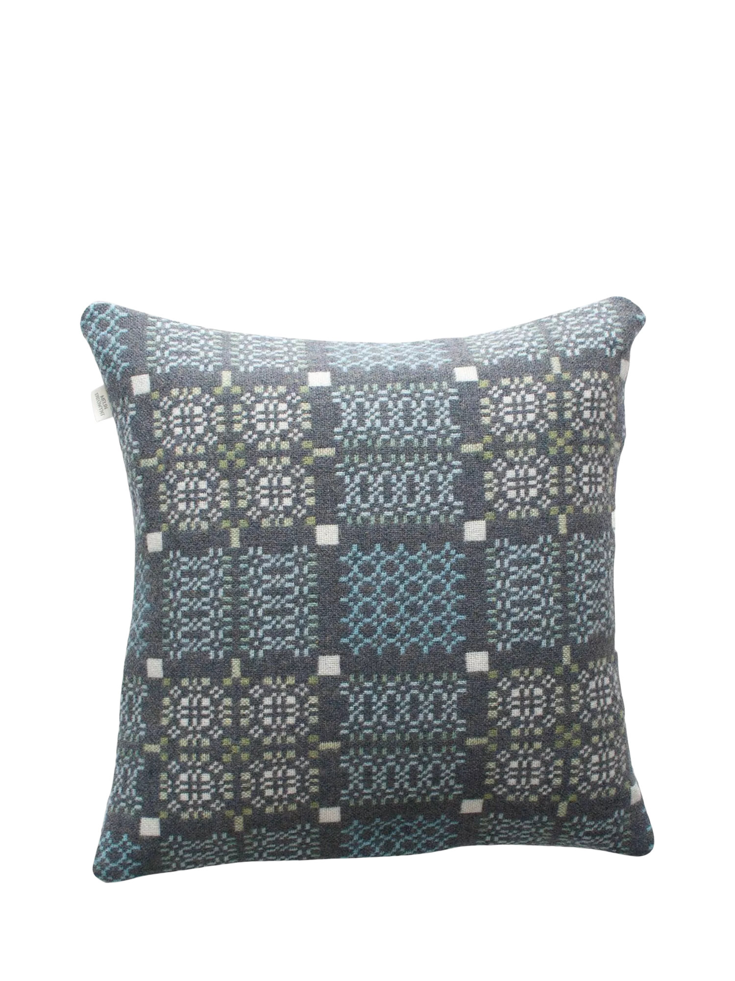 Melin Tregwynt lambswool cushion bluestone 45x45cm, imported from the UK