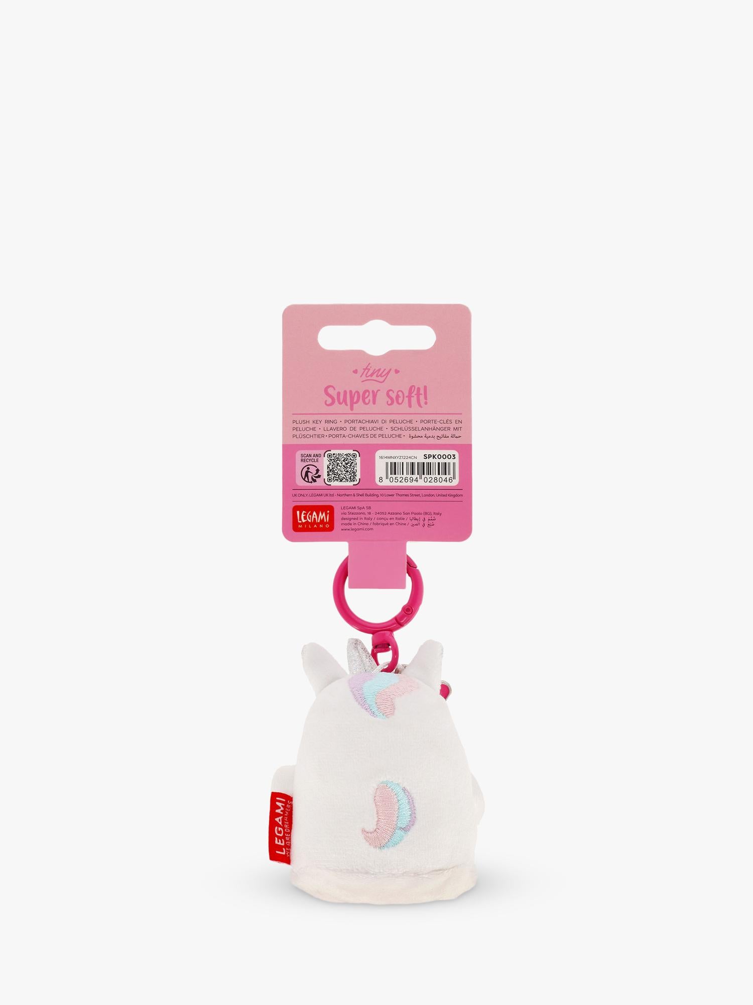 Legami Tiny Unicorn super soft keyring 11cm (British brand)