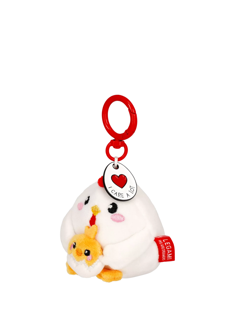 Legami plush hen keyring tiny soft toy, imported from the UK
