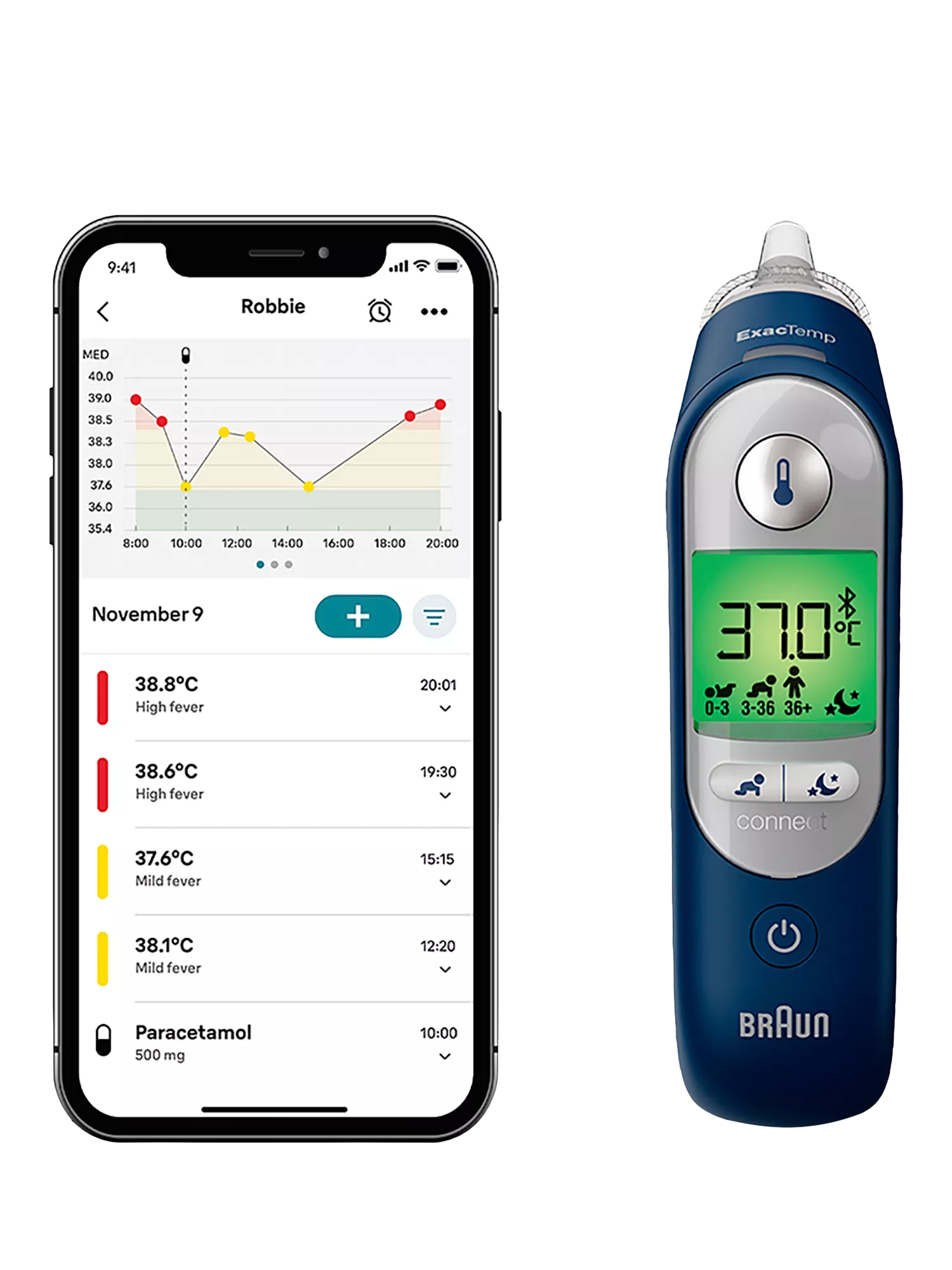 Braun ThermoScan 7+ Connect ear thermometer (British brand)