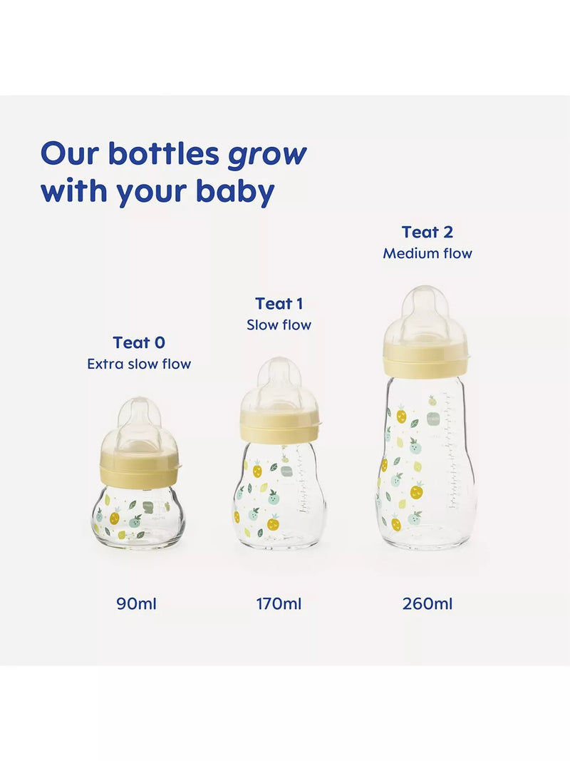 MAM Feel Good glass baby bottle 90ml, imported from the UK
