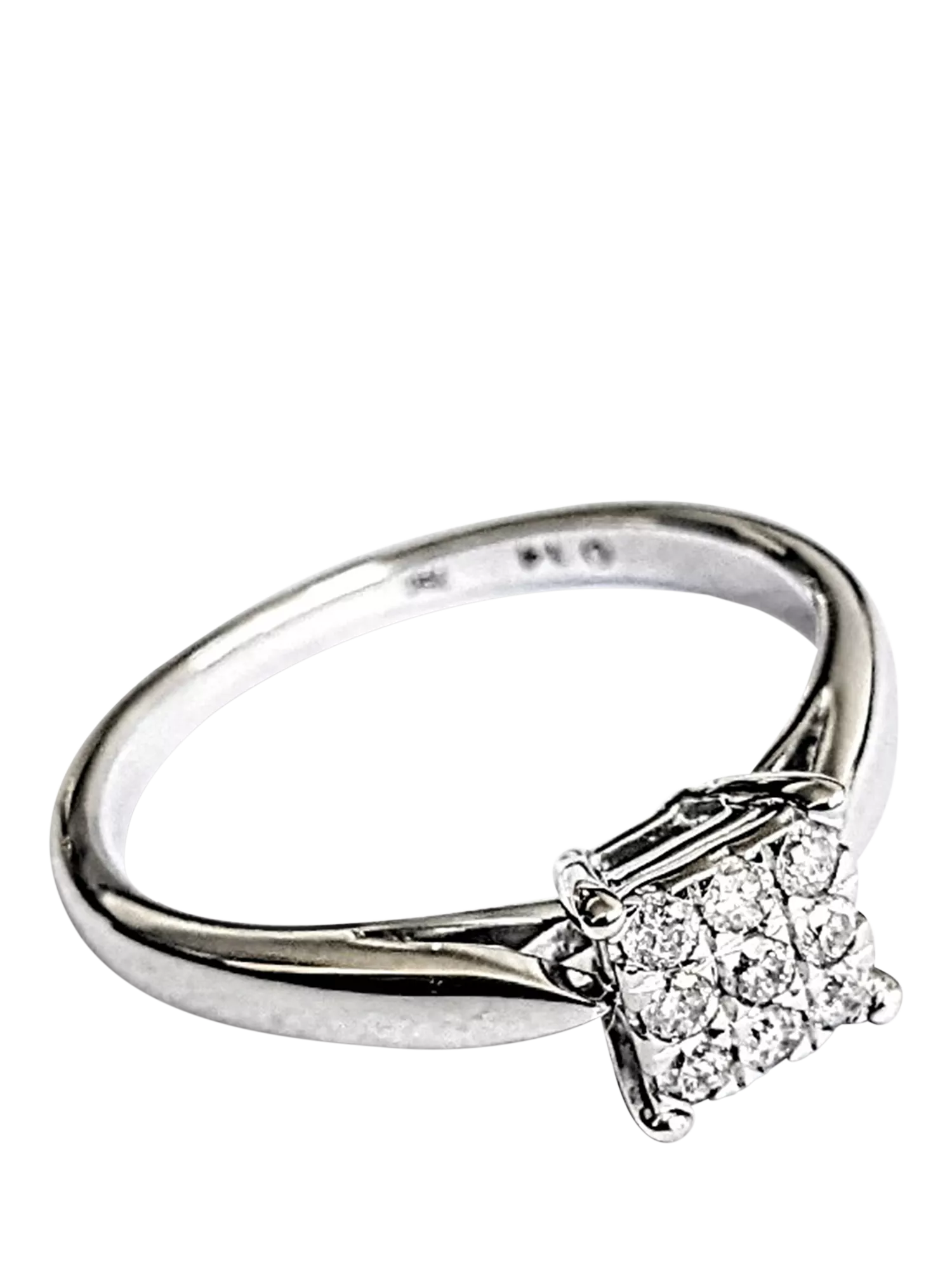 L & T Heirlooms 9ct yellow gold square cushion diamond ring UK size J - British product