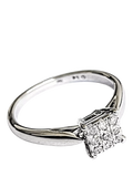 L & T Heirlooms 9ct yellow gold square cushion diamond ring UK size J - British product