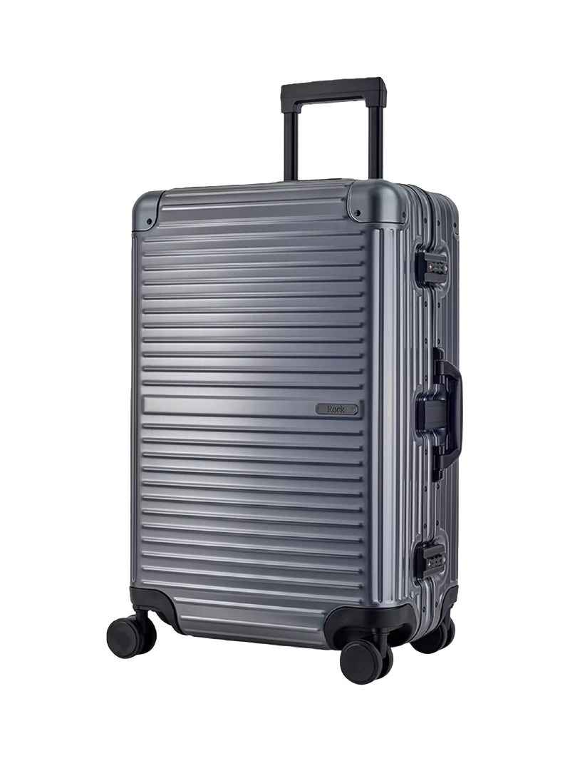 Rock Axel Aluminium 8-Wheel 70cm Medium Suitcase, 71L