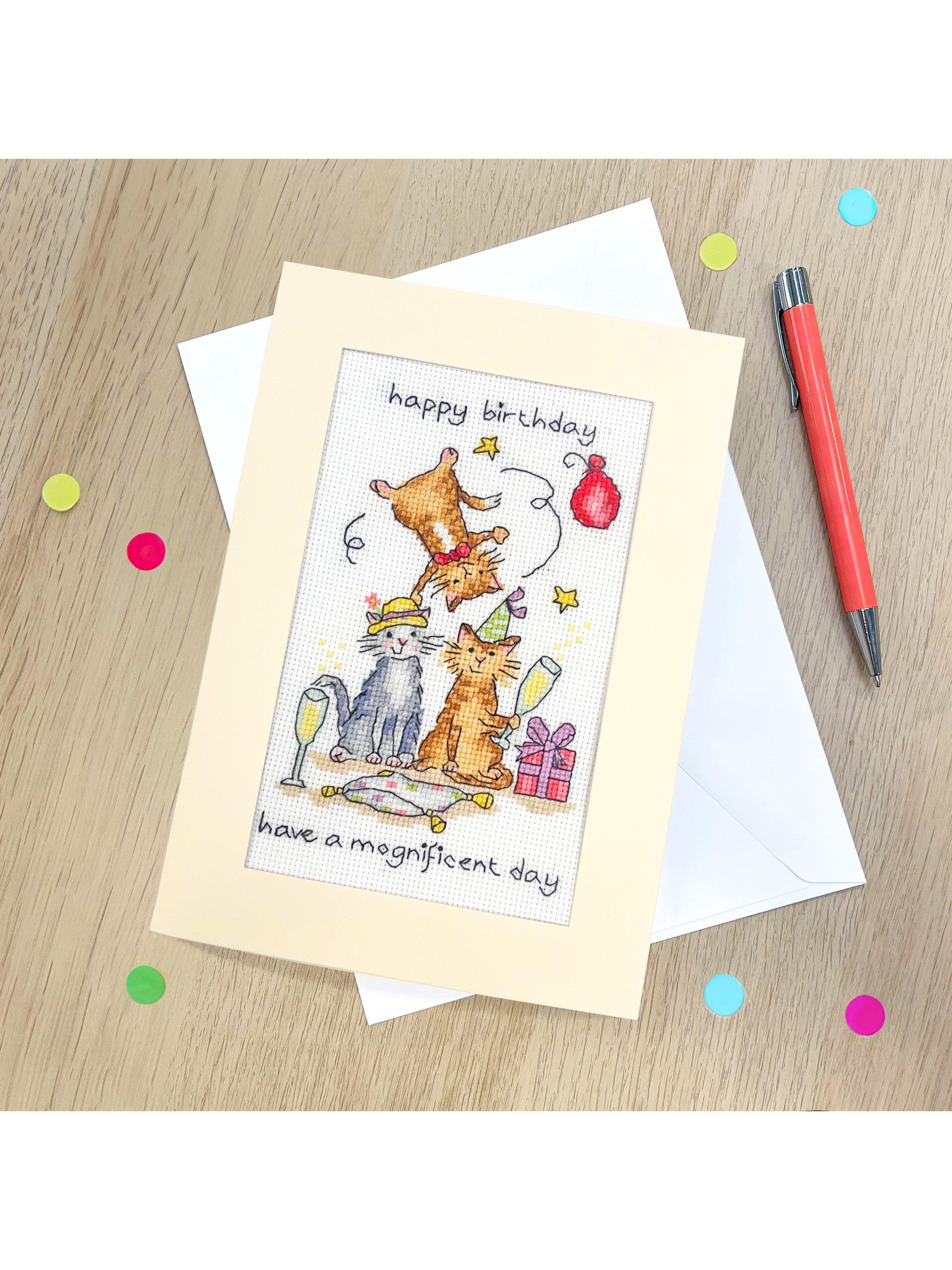 Bothy Threads Mognificent Day cross stitch card kit (British brand)
