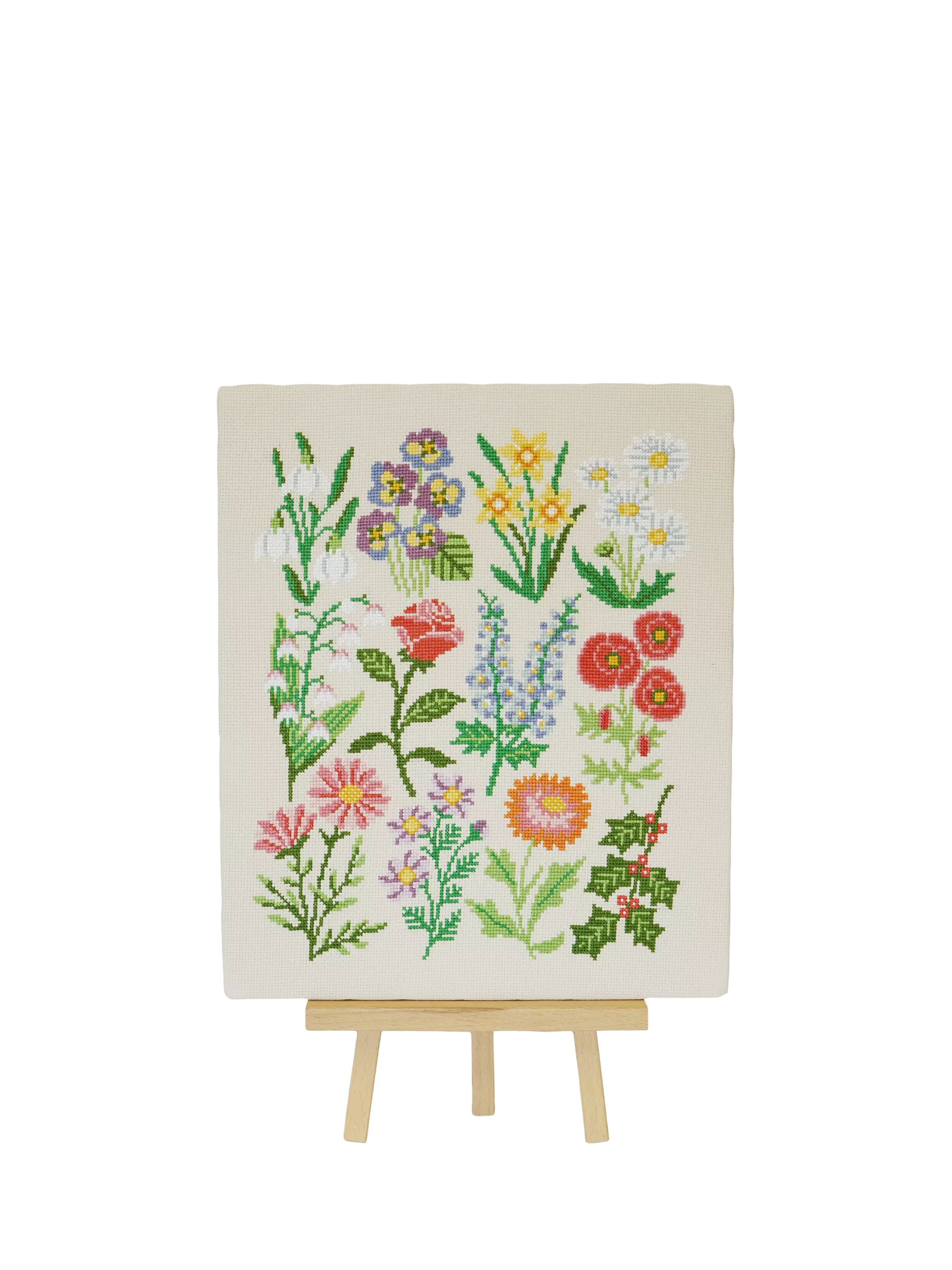 Caterpillar Cross Stitch Birthday Botanicals cross stitch kit, UK version