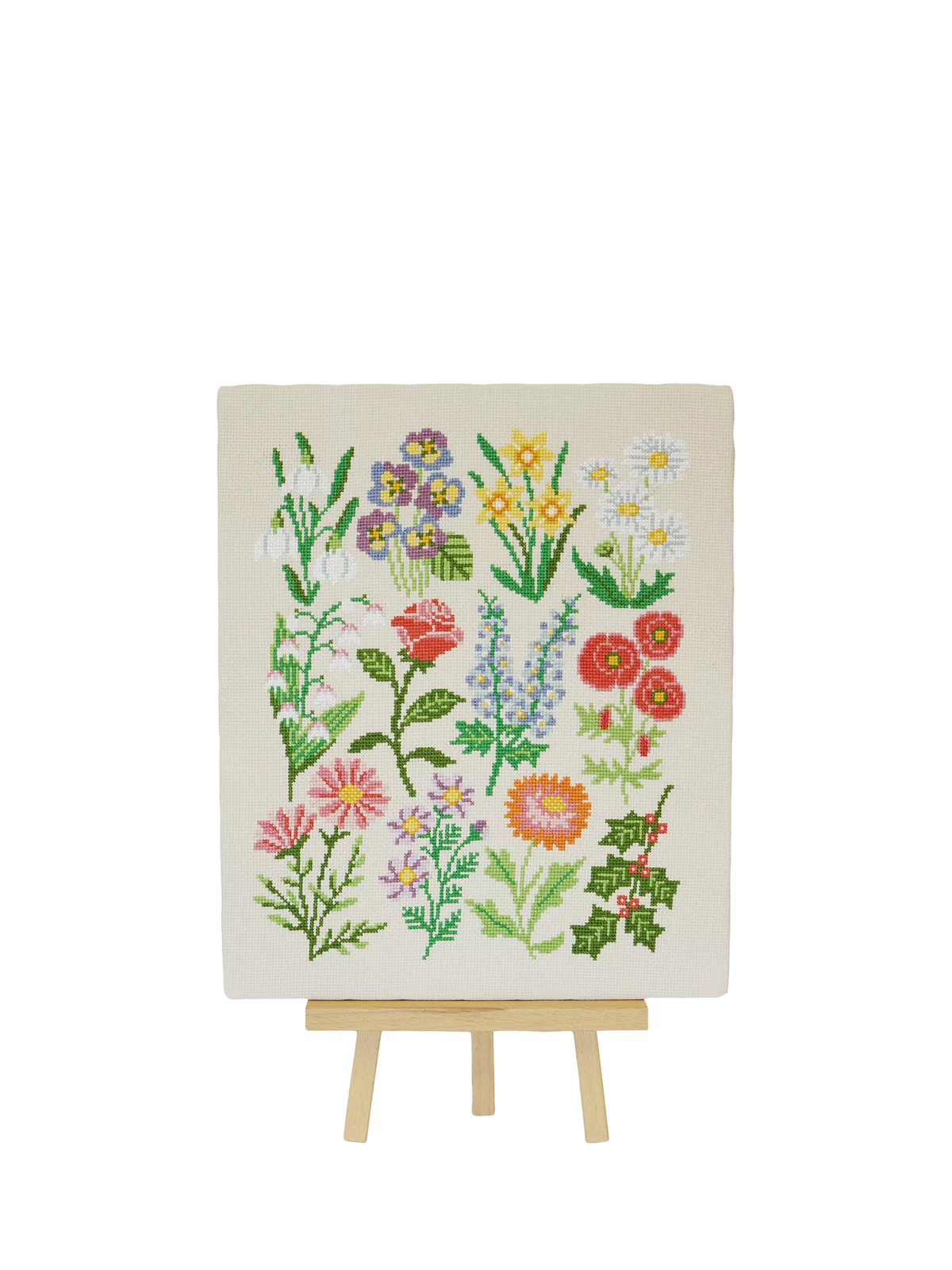 Caterpillar Cross Stitch Birthday Botanicals cross stitch kit, UK version