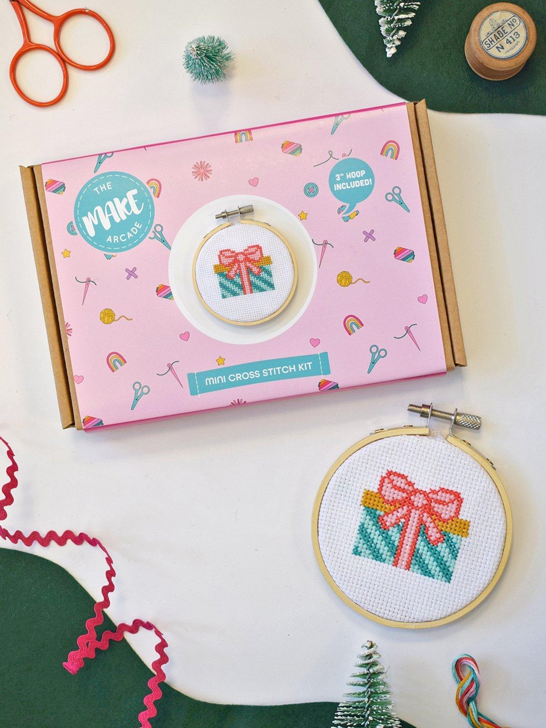 The Make Arcade mini cross stitch kit 8cm, UK version