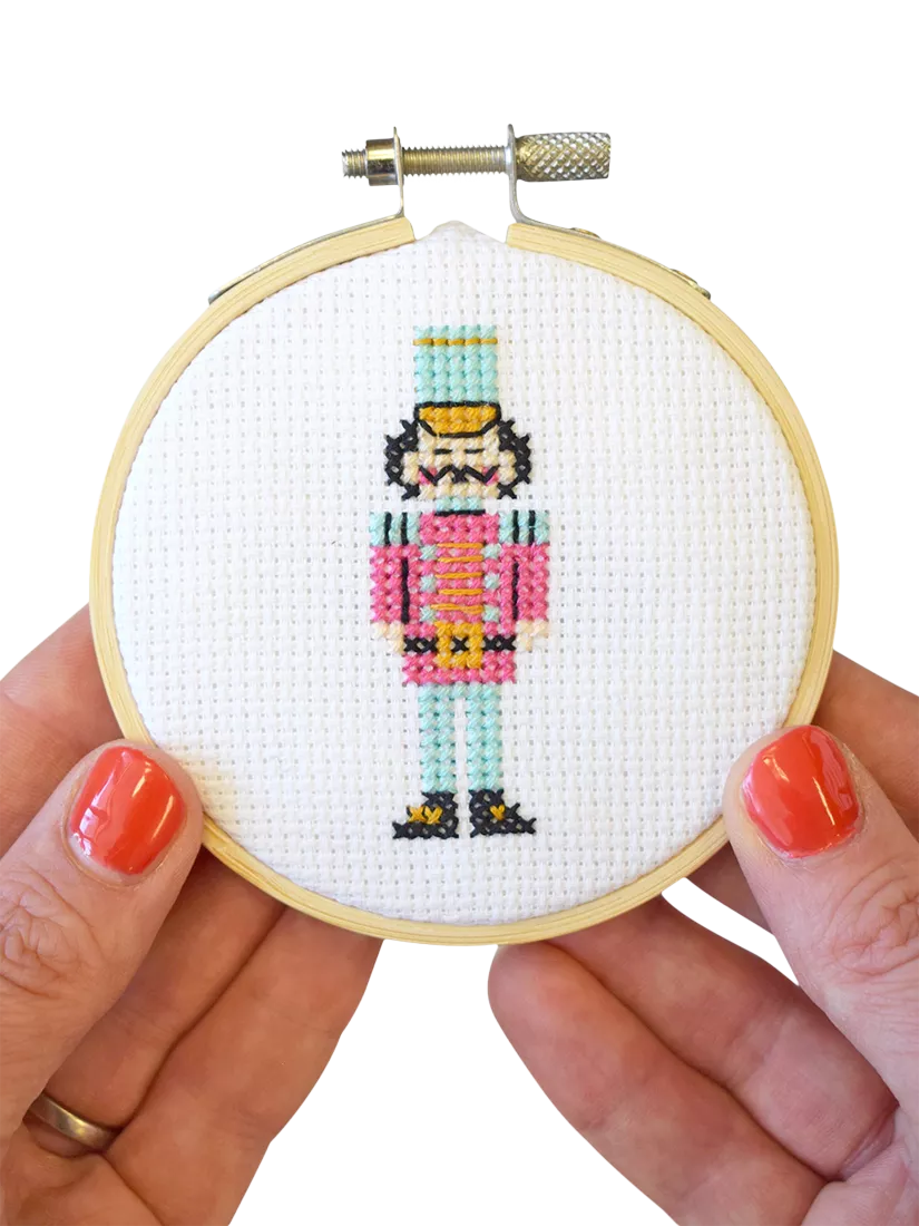 The Make Arcade nutcracker mini cross stitch kit 8cm - British product