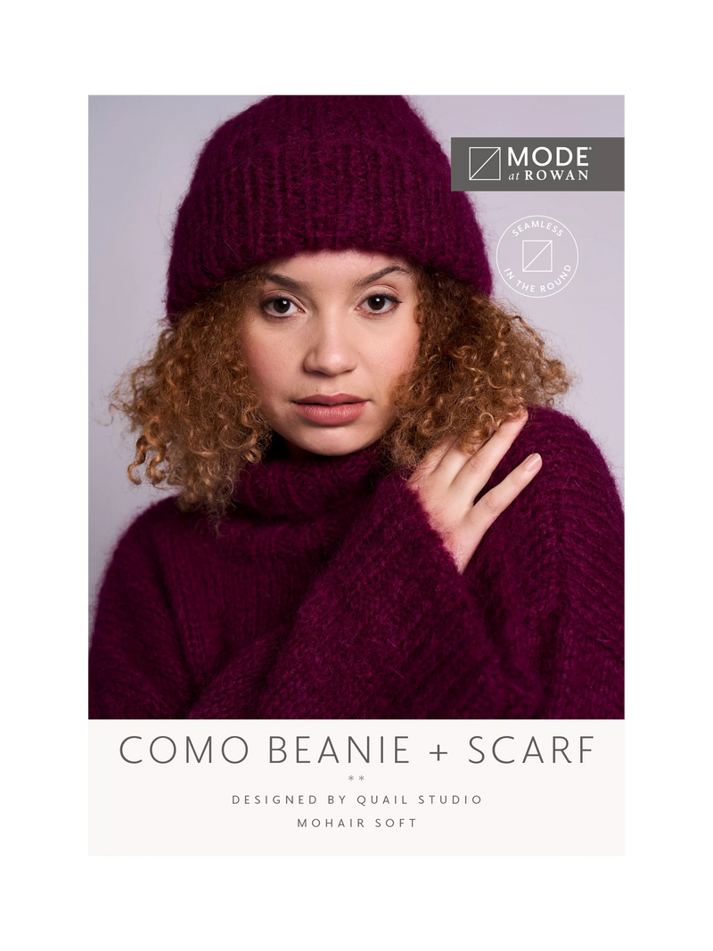 MODE at Rowan Como Mohair beanie scarf pattern, UK version
