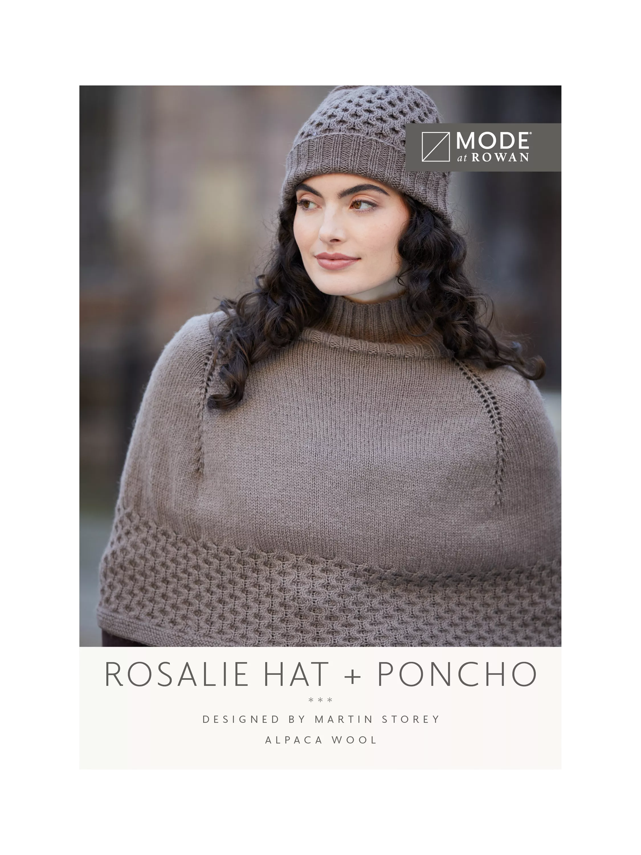 MODE at Rowan Rosalie alpaca poncho and hat knitting pattern, UK version