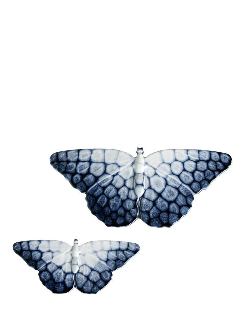 Poole Pottery butterfly ornaments set of 2 ocean blue - British product