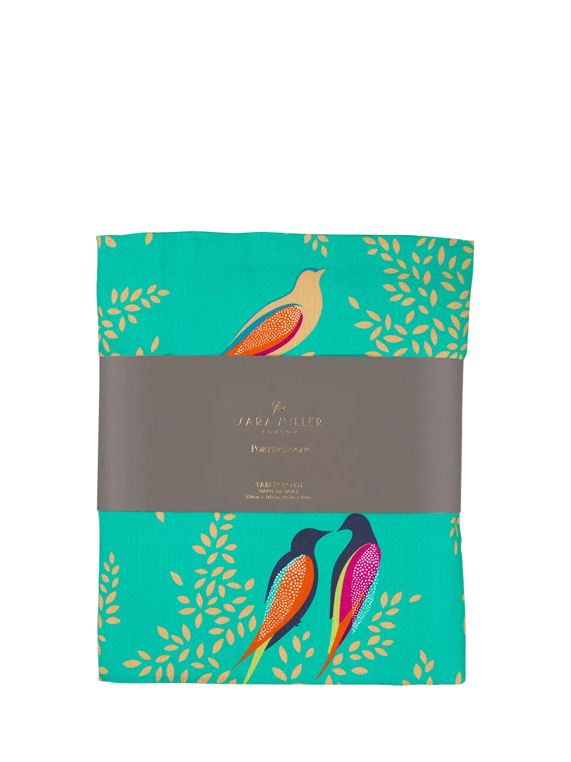 Sara Miller Chelsea Birds cotton tablecloth 250x160cm green, imported from the UK