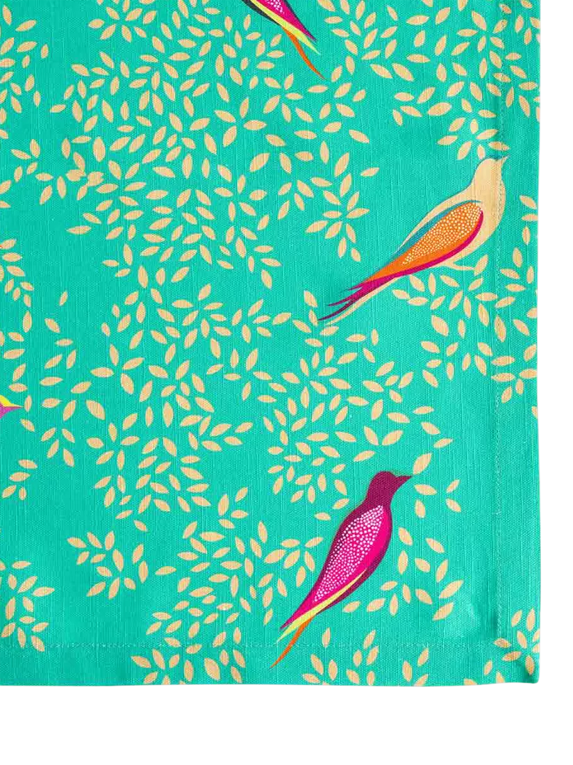 Sara Miller Chelsea Birds cotton tablecloth 250x160cm green, imported from the UK