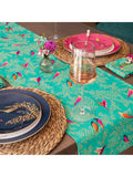 Sara Miller Chelsea Birds cotton table runner 250cm green (British brand)