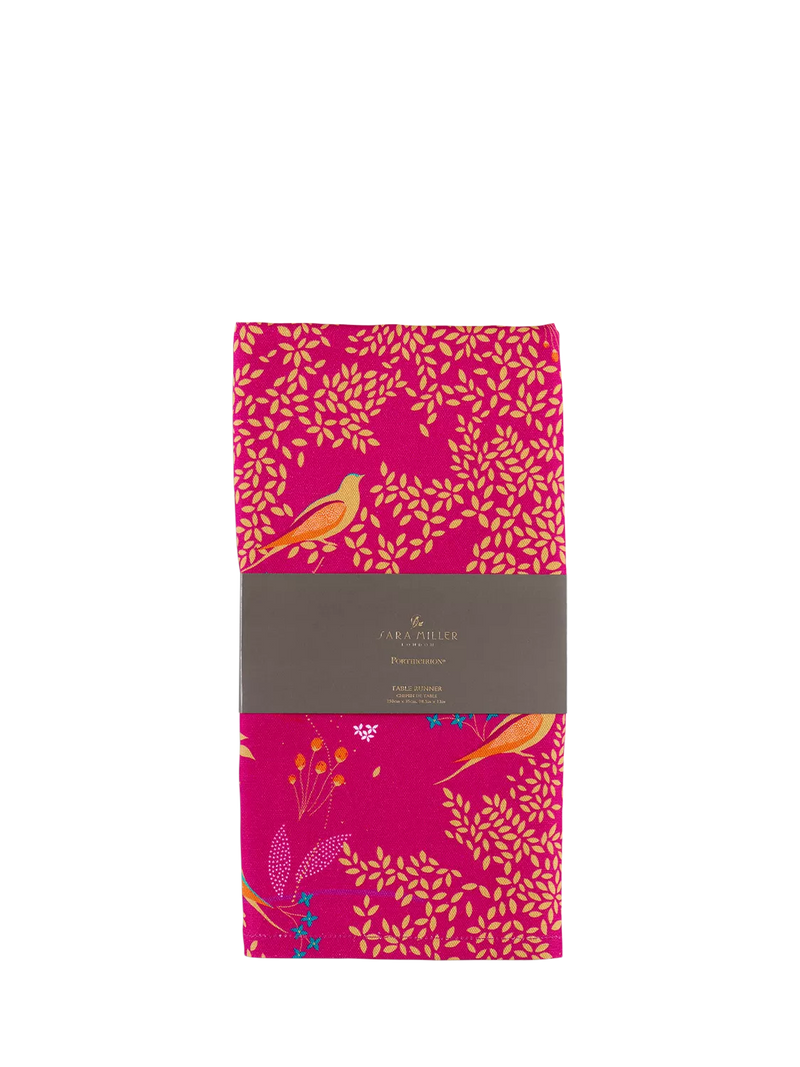 Sara Miller Chelsea Birds cotton table runner 250cm (British brand)