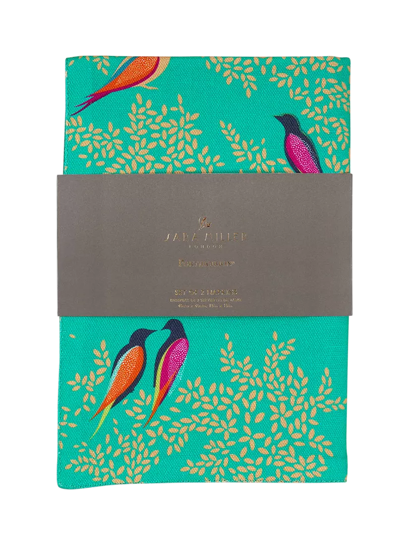 Sara Miller Chelsea Birds cotton napkins set of 2 green (British brand)