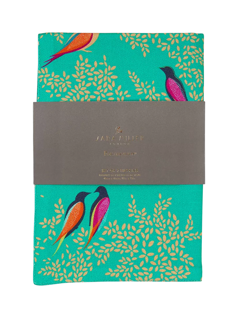 Sara Miller Chelsea Birds cotton napkins set of 2 green (British brand)