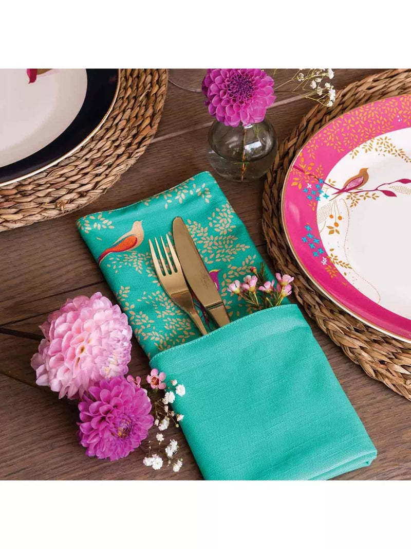 Sara Miller Chelsea Birds cotton napkins set of 2 green (British brand)